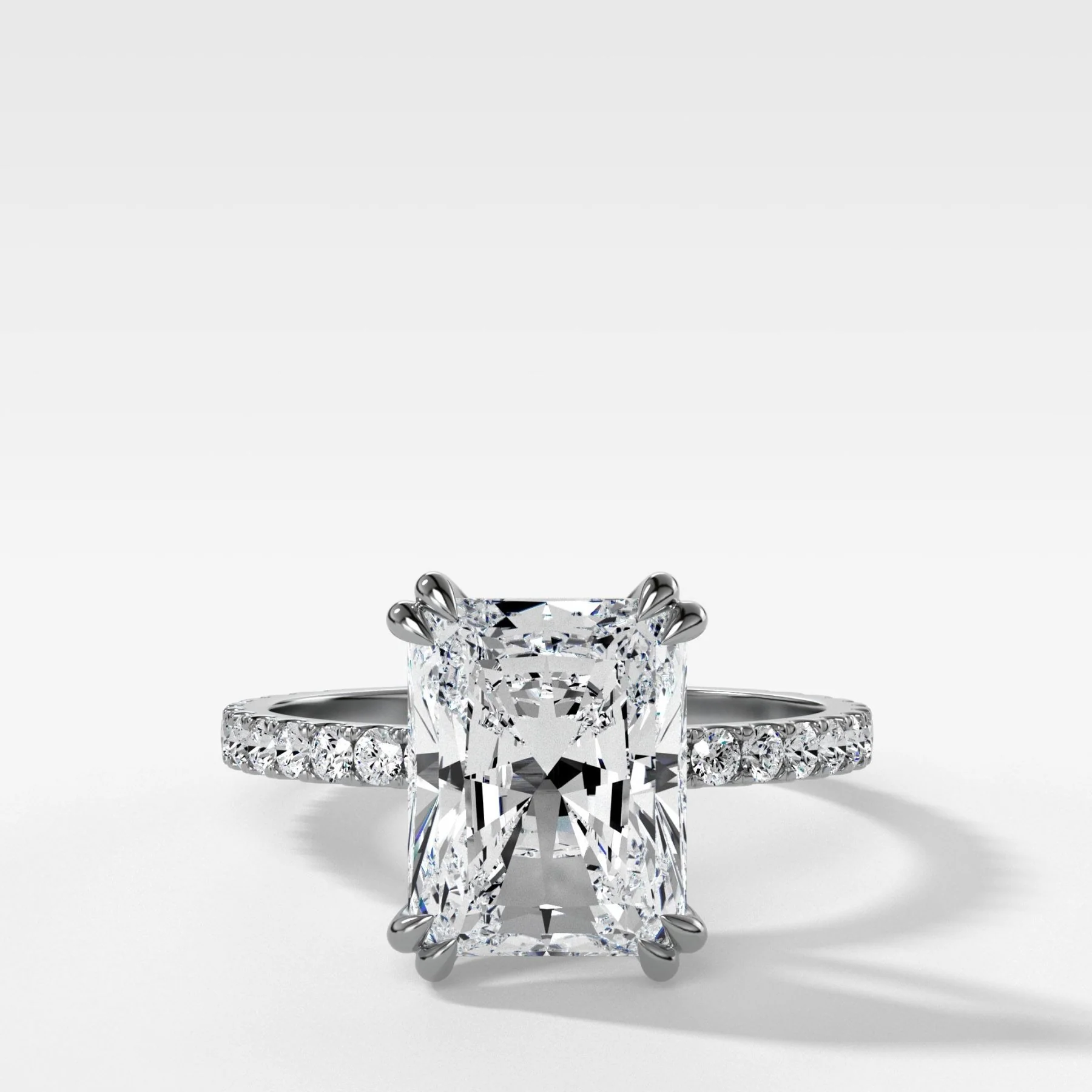 Signature Pavé Engagement Ring With Elongated Radiant Cut Diamond - Image 4
