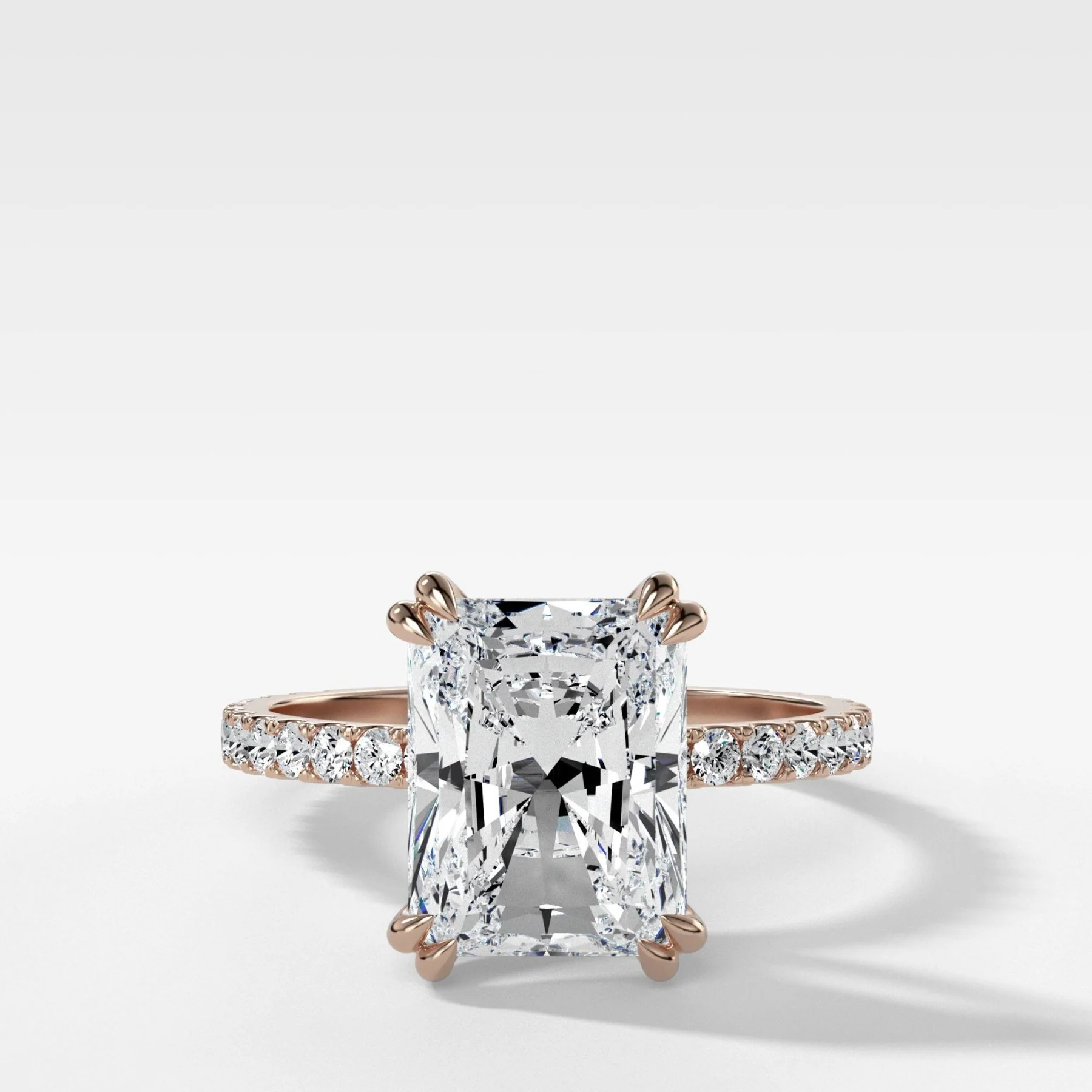 Signature Pavé Engagement Ring With Elongated Radiant Cut Diamond - Image 5