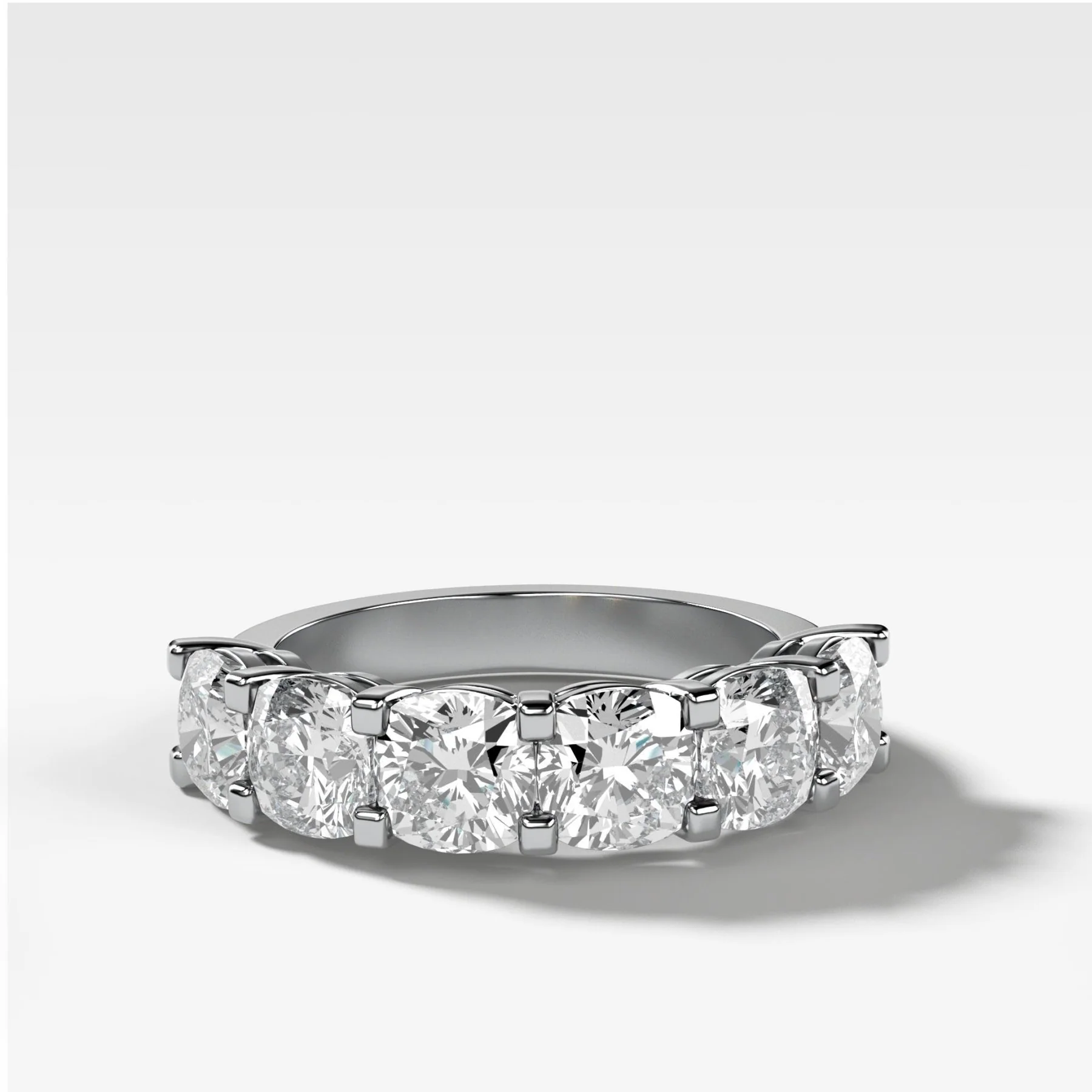 Six Stone Shared Prong Diamond Band With Cushion Cuts - Image 3