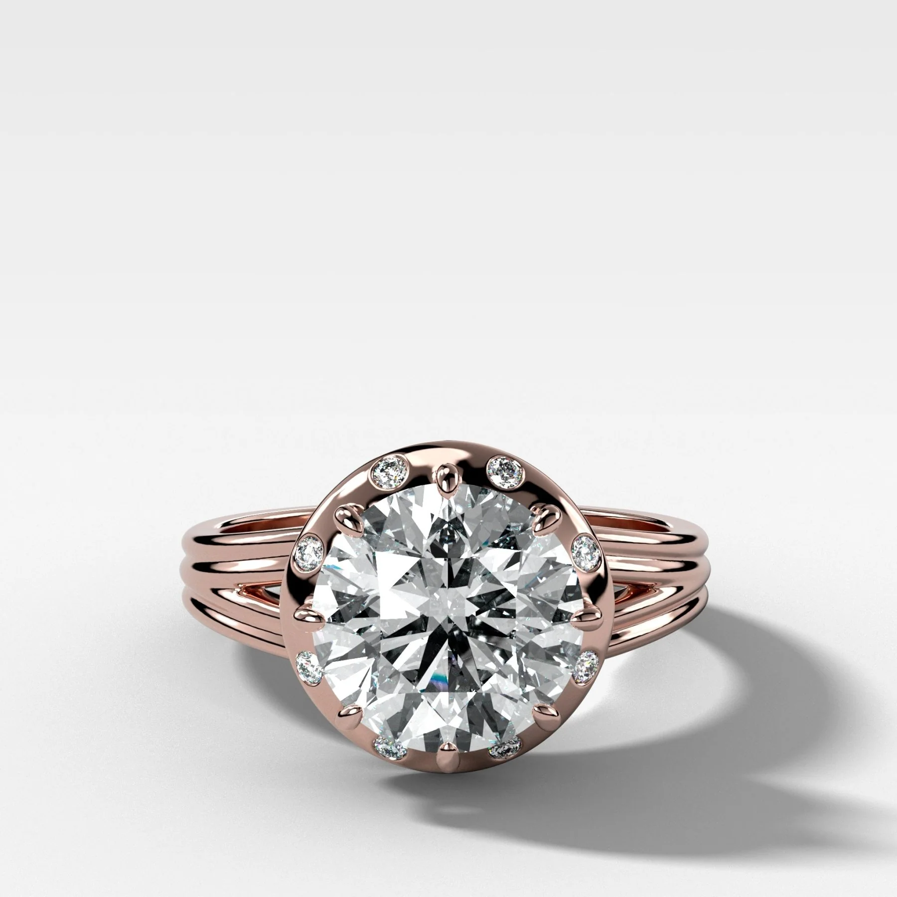 Solara Split Shank Engagement Ring with Round Cut Diamond - Image 4