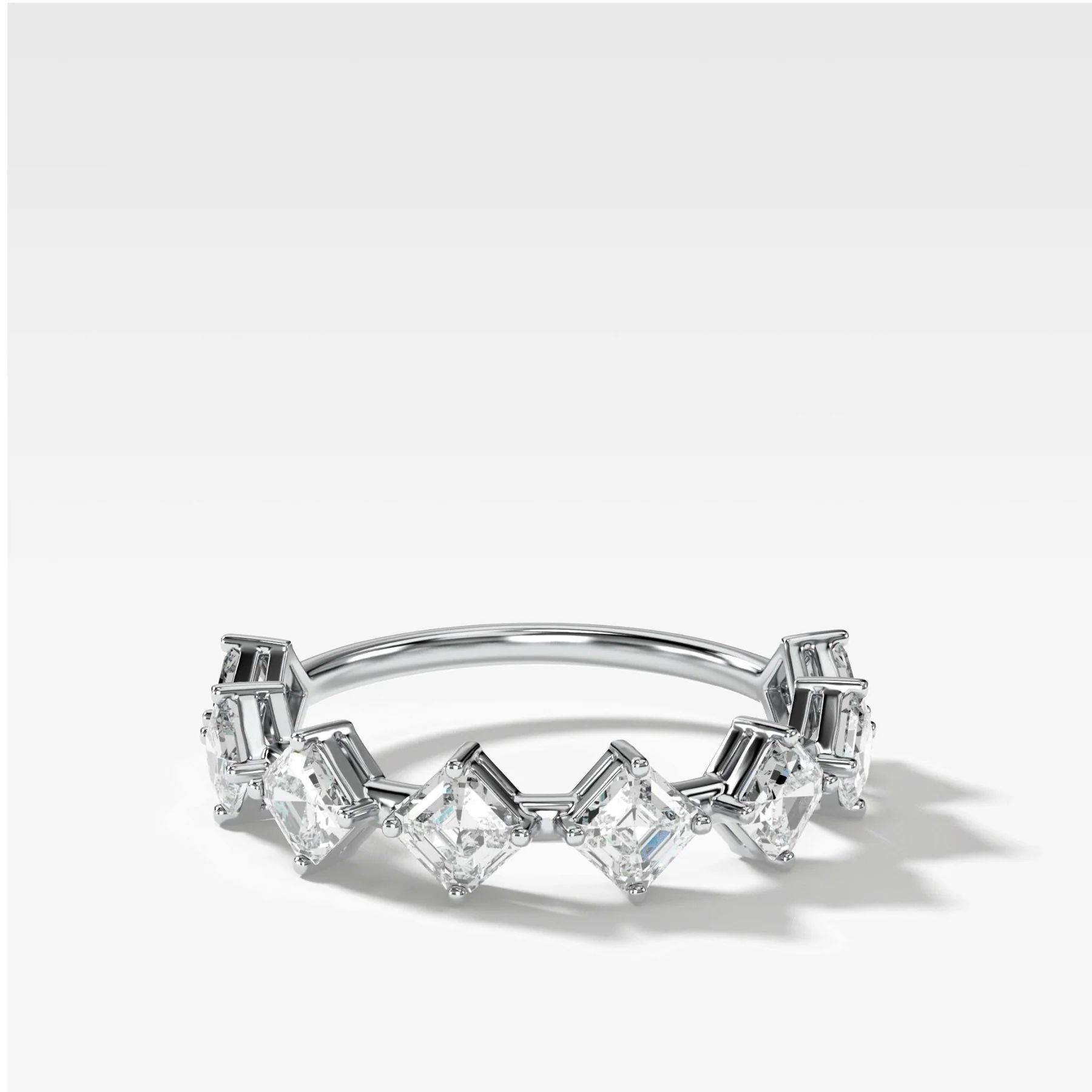 Spaced Asscher Cut Diamond Wedding Band - Image 3