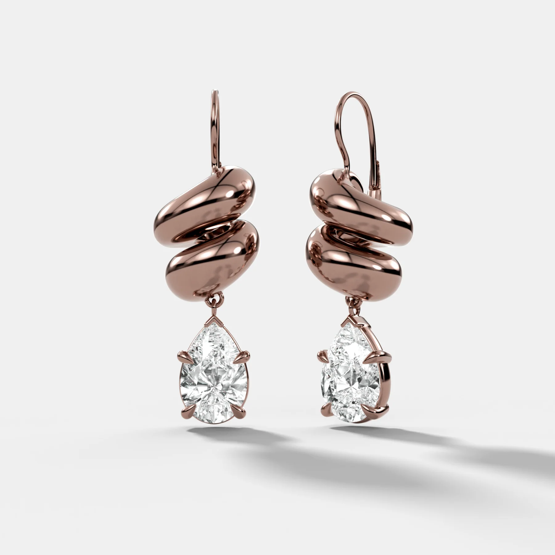 Dual Wrap Drop Earrings with Pear Cut Diamonds - Image 3