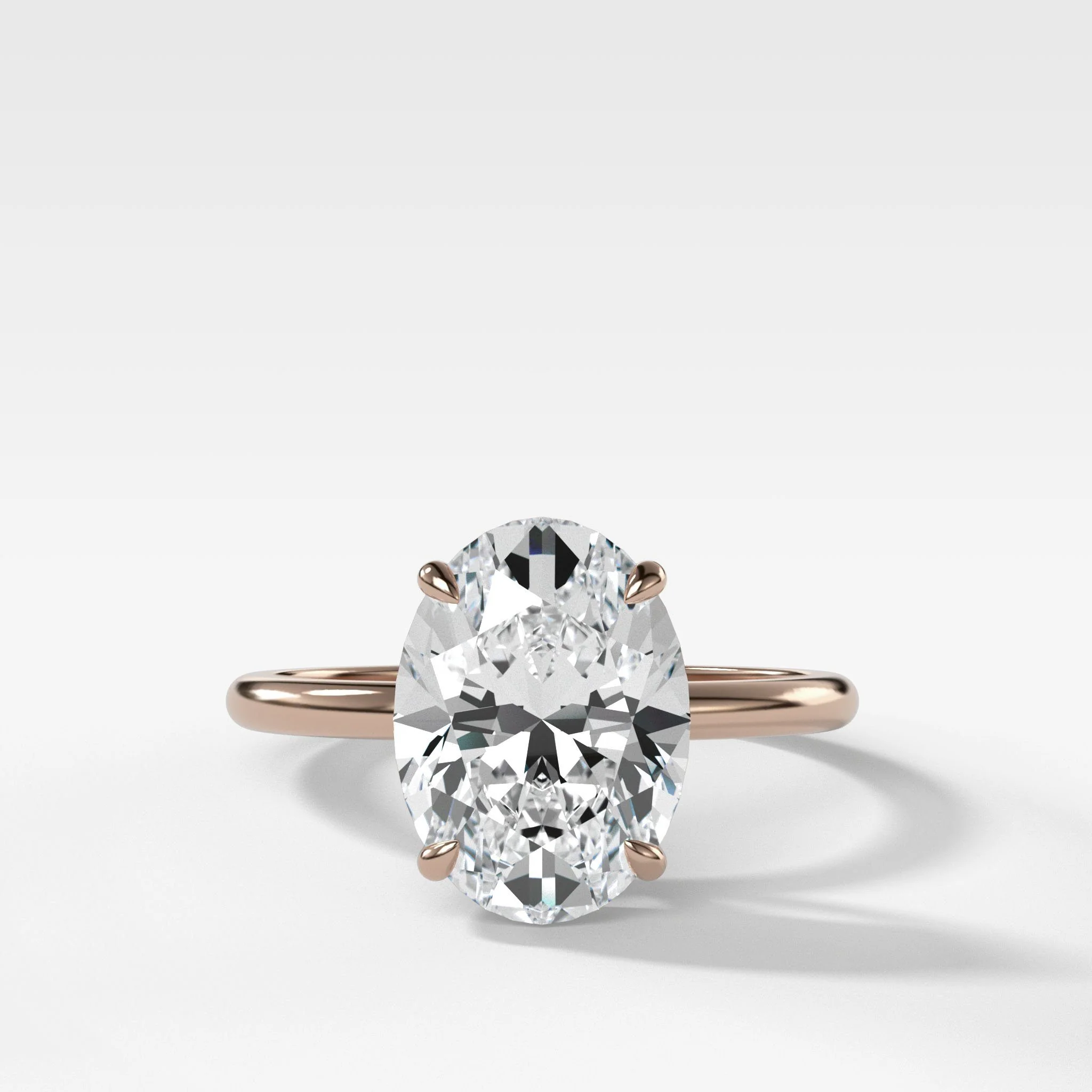 Thin + Simple Solitaire Engagement Ring With Oval Cut Diamond - Image 5