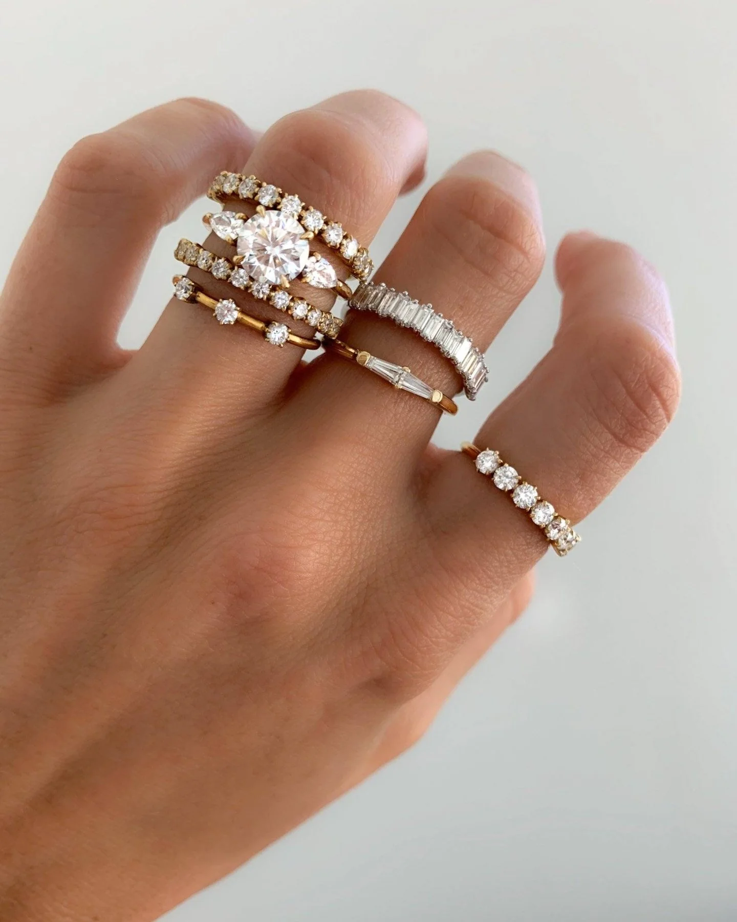 Three Stone Engagement Ring With Pear Side Stones With Round Cut Diamond - Image 5