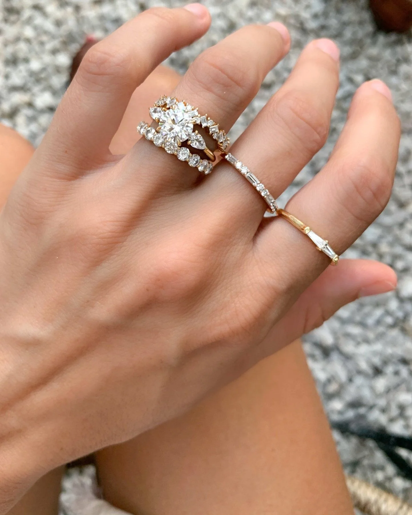 Three Stone Engagement Ring With Pear Side Stones With Round Cut Diamond - Image 6