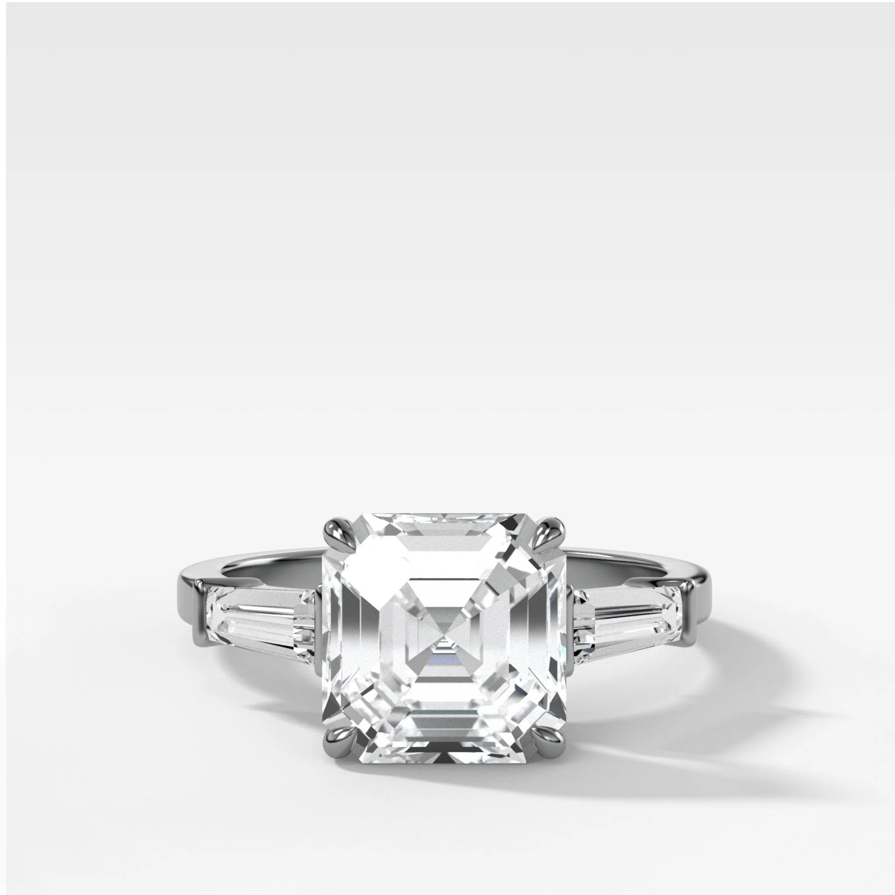 Translunar Tapered Baguette Engagement Ring With Asscher Cut Diamond - Image 3