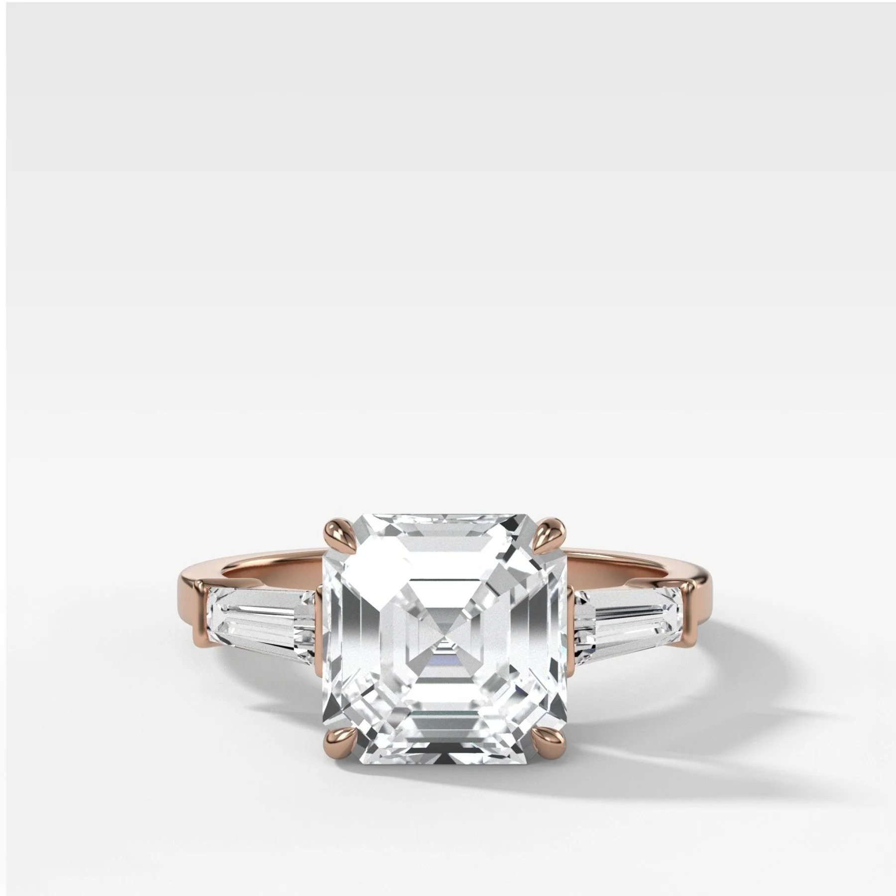 Translunar Tapered Baguette Engagement Ring With Asscher Cut Diamond - Image 4