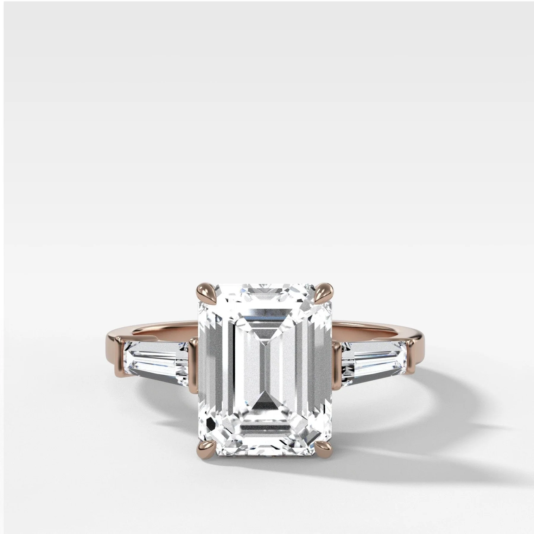 Translunar Tapered Baguette Engagement Ring With North South Emerald Cut Diamond - Image 5