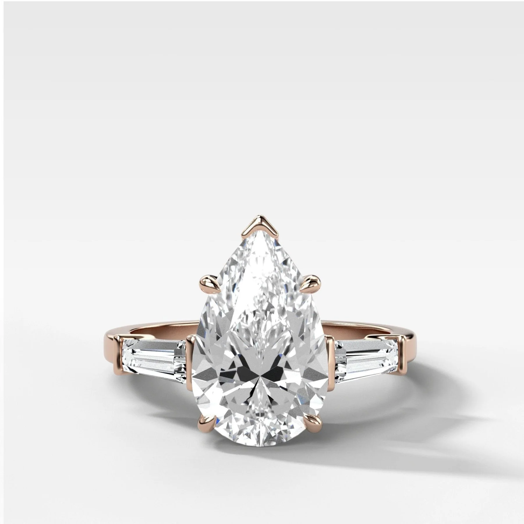 Translunar Tapered Baguette Engagement Ring With Pear Cut Diamond - Image 5
