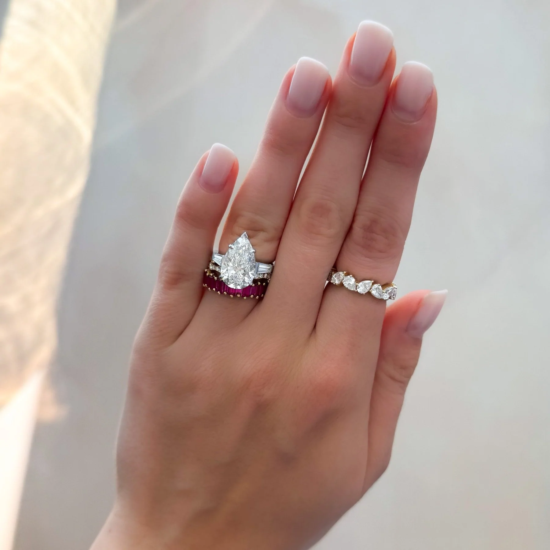 Translunar Tapered Baguette Engagement Ring With Pear Cut Diamond - Image 6