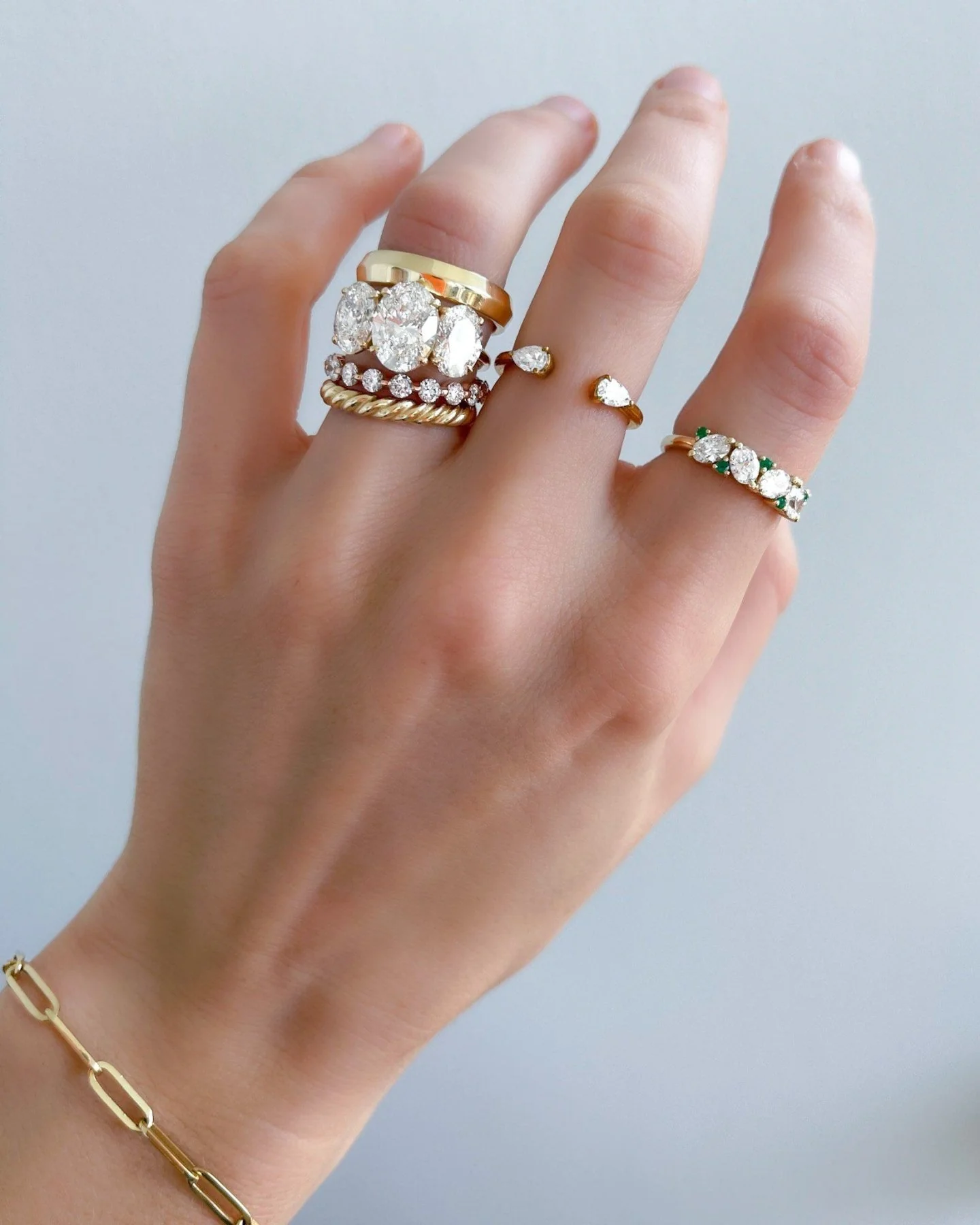 Twin Pear Diamond Finger Cuff - Image 5