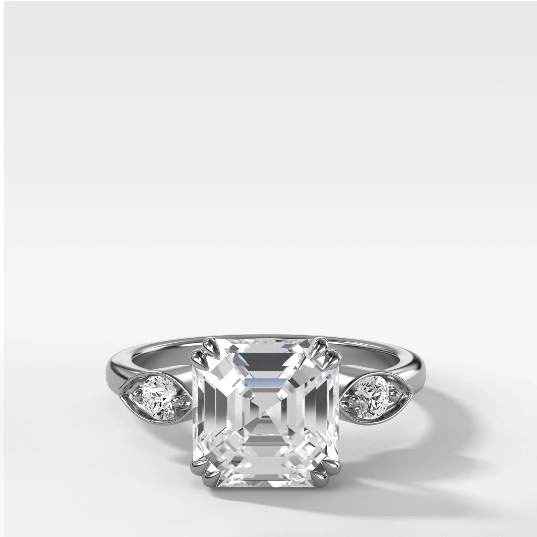 Vintage Ridge Shank Diamond Engagement Ring With Asscher Cut Diamond - Image 4