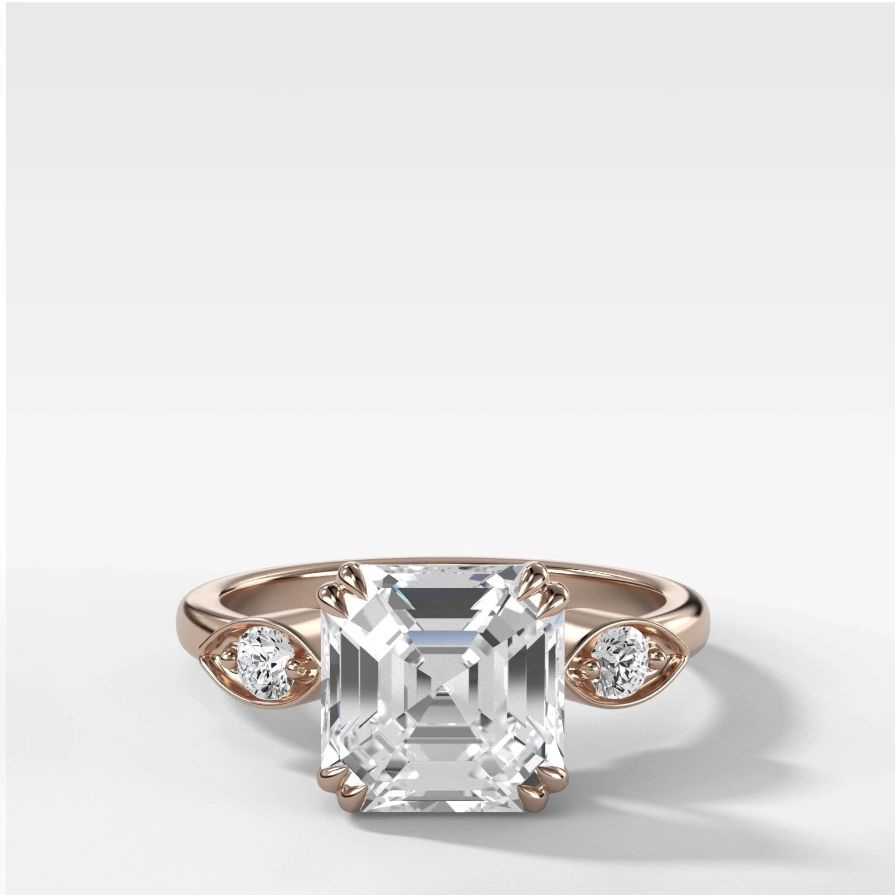 Vintage Ridge Shank Diamond Engagement Ring With Asscher Cut Diamond - Image 5