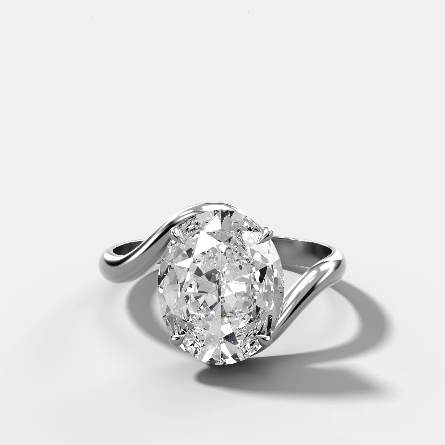 Wave Solitaire Engagement Ring with Oval Cut Diamond - Image 4