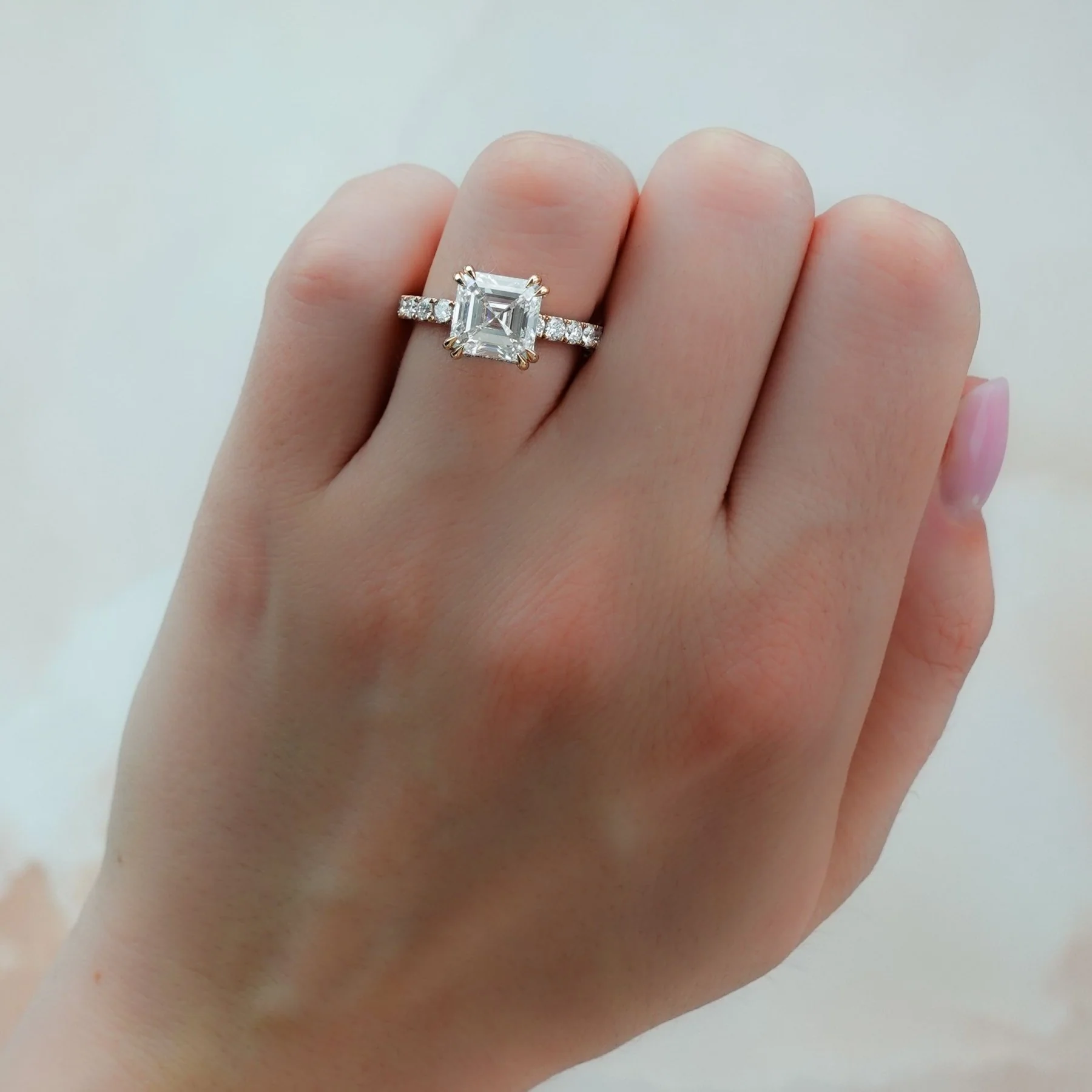 Zenith Engagement Ring With Asscher Cut Diamond - Image 3